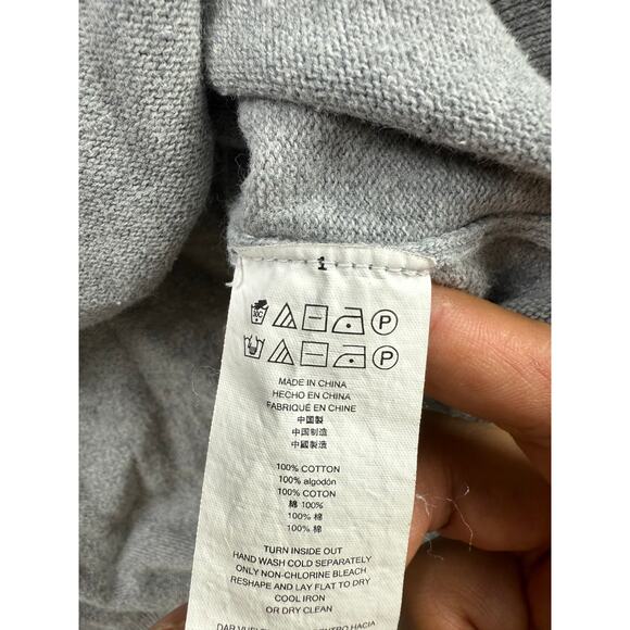 Michael Kors Mens Full Zip Mock Neck Cotton Sweater Gray Heather Sz L Ribbed Hem - Picture 4 of 10